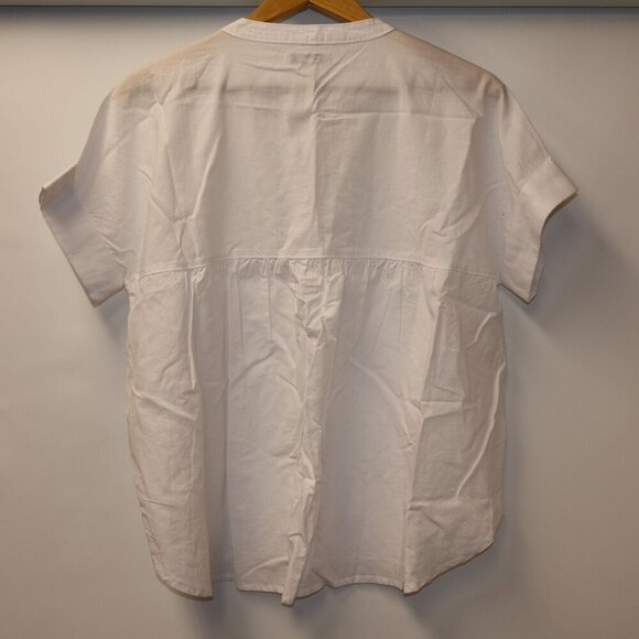 Madewell Rounded Shirttail Lakeline Popover V Neck Size S Oversized Short Sleeve - Picture 5 of 15